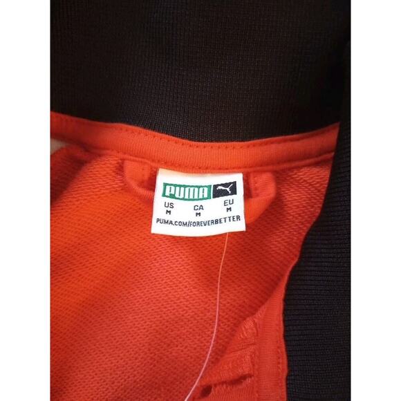 Puma Crop Jacket T7 Womens Sz M New Orange Black Striped Athletic Full Zip - Picture 8 of 10